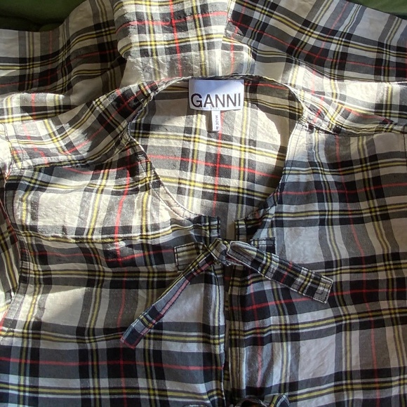 GANNI Babydoll Mini Dress with Ribbon Ties - Picture 12 of 14